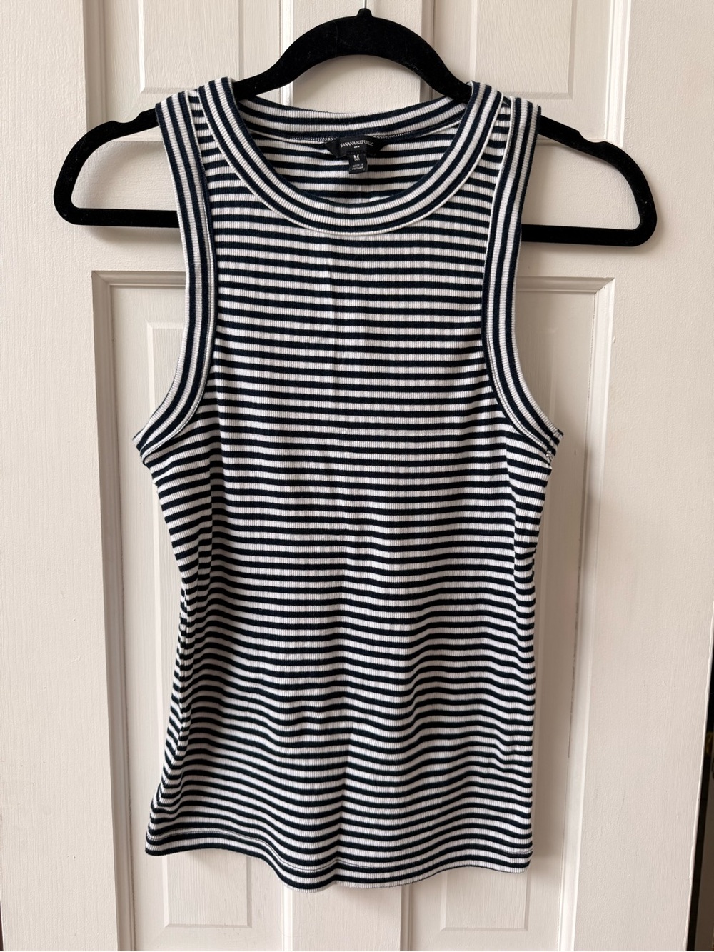 Banana Republic Black & White Striped Ribbed Tank